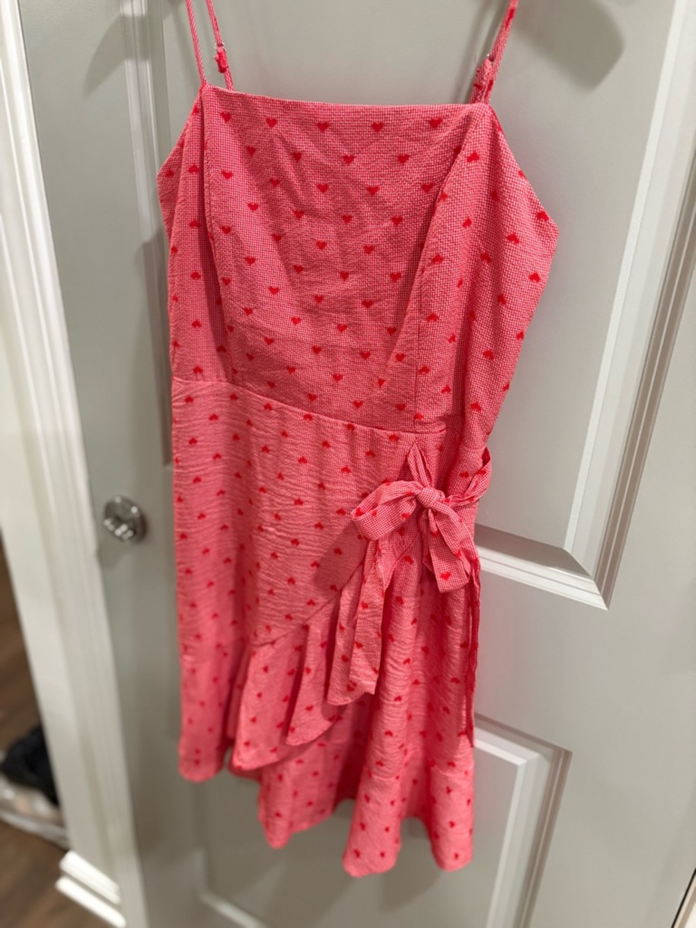 Altar'd State Red Hearts Gingham Mini Dress Coquette Soft Girl Women’s L - Picture 5 of 13
